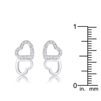 Thumbnail for .17 Ct Melded Hearts Rhodium and CZ Stud Earrings
