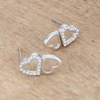 Thumbnail for .17 Ct Melded Hearts Rhodium and CZ Stud Earrings