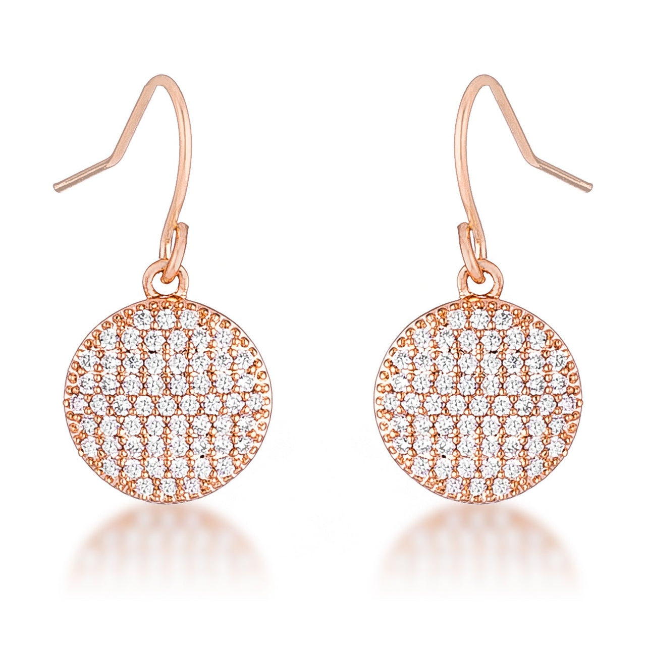 .6 Ct Elegant CZ Rose Gold Plated Disk Earrings