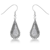 Thumbnail for .45 Ct Tear Drop Rhodium Earrings with CZ