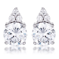 Thumbnail for Simple Rhodium Plated 9mm Clear CZ Stud Earring