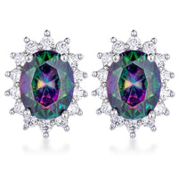 Thumbnail for Rhodium Plated Mystic Petite Royal Oval Earrings