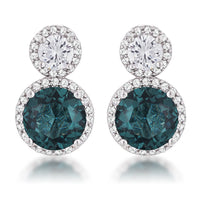 Thumbnail for 10Ct Rhodium Plated Blue Green Snowman CZ Earrings