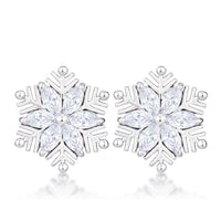 Thumbnail for .6Ct Rhodium Plated Clear Marquise Snowflake Earrings