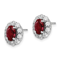 Thumbnail for 14-Karat Created Oval Ruby & Lab Grown Fashion Earrings
