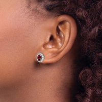 Thumbnail for 14-Karat Created Oval Ruby & Lab Grown Fashion Earrings