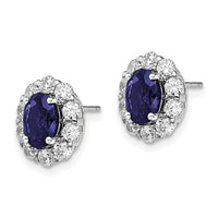 Thumbnail for 14-karat Created Oval Blue Sapphire & Lab Grown Fashion Earrings
