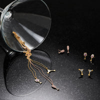 Thumbnail for 14 Karat Rose Gold Plated CZ Champagne Glass Stud Earrings