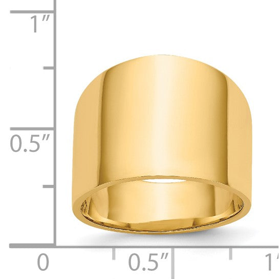 14k Yellow Gold Large Polished Dome Cigar Band