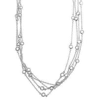 Thumbnail for Layered Bezel Rhodium Plated Finish Necklace