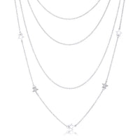 Thumbnail for Multi-Chain Rhodium Star Necklace with CZ