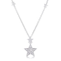 Thumbnail for .32Ct Rhodium Star Necklace with Shimmering CZ