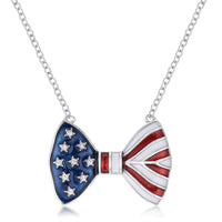 Thumbnail for .025 Ct Stars and Stripes Bow Tie Necklace with CZ