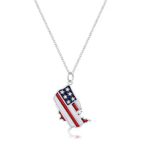 Thumbnail for .015 Ct Patriotic U.S. Map Necklace