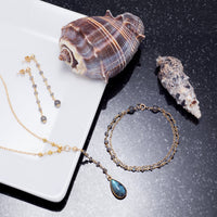 Thumbnail for 14 Karat Gold Plated Labradorite Drop Necklace