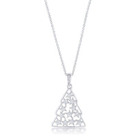 Thumbnail for .2 ct CZ Rhodium Christmas Tree Pave Holiday Pendant