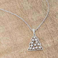 Thumbnail for .2 ct CZ Rhodium Christmas Tree Pave Holiday Pendant