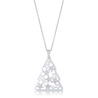 Thumbnail for .2 ct CZ Rhodium Christmas Tree With Mixed Stars Pave Holiday Pendant