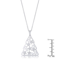 Thumbnail for .2 ct CZ Rhodium Christmas Tree With Mixed Stars Pave Holiday Pendant