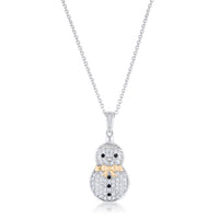 Thumbnail for .35 ct CZ Two-Tone Snowman Pave Holiday Pendant