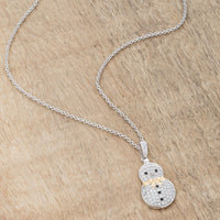 Thumbnail for .35 ct CZ Two-Tone Snowman Pave Holiday Pendant