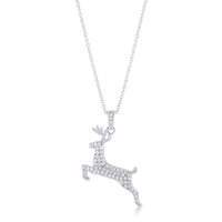 Thumbnail for .35 ct CZ Rhodium Reindeer Pave Holiday Pendant