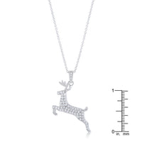 Thumbnail for .35 ct CZ Rhodium Reindeer Pave Holiday Pendant