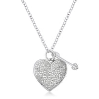 Thumbnail for .12 Ct Rhodium Heart and Arrow Pendant with CZ