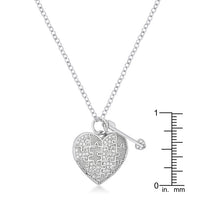 Thumbnail for .12 Ct Rhodium Heart and Arrow Pendant with CZ