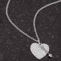 Thumbnail for .12 Ct Rhodium Heart and Arrow Pendant with CZ