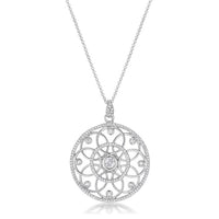 Thumbnail for 1.4 Ct Rhodium Pendant Necklace with Interlocking Circles and CZ