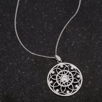 Thumbnail for 1.4 Ct Rhodium Pendant Necklace with Interlocking Circles and CZ