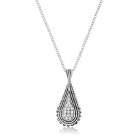 Thumbnail for .37 Ct Tear Drop Rhodium Pendant Necklace with CZ