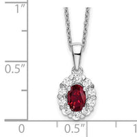 Thumbnail for 14-karat WG Created Oval Ruby & Lab Grown Diamond pendant & Necklace