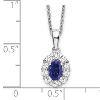Thumbnail for 14-karat WG Created Oval Blue Sapphire & Lab Grown Dia pendant & Necklace