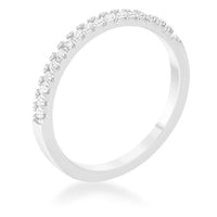 Thumbnail for 0.11ct CZ Rhodium Plated Classic Band Ring With Round Cut Cubic Zirconia In A Pave Setting