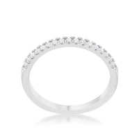 Thumbnail for 0.11ct CZ Rhodium Plated Classic Band Ring With Round Cut Cubic Zirconia In A Pave Setting