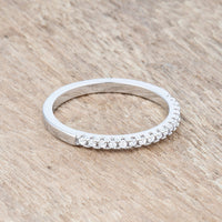 Thumbnail for 0.11ct CZ Rhodium Plated Classic Band Ring With Round Cut Cubic Zirconia In A Pave Setting