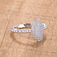 Thumbnail for .3Ct Beautiful Oval-Designed Rhodium Ring With Clear CZ