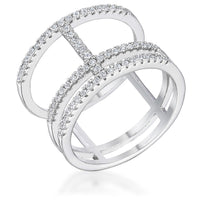 Thumbnail for 0.5Ct Rhodium Parallel Ring with Brilliant CZ
