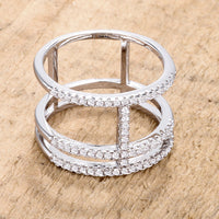 Thumbnail for 0.5Ct Rhodium Parallel Ring with Brilliant CZ
