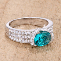 Thumbnail for 1.6 Ct Aqua Oval CZ Ring