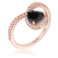 Thumbnail for 1.5Ct Rose Goldtone Chevron Ring With Onyx CZ