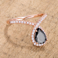 Thumbnail for 1.5Ct Rose Goldtone Chevron Ring With Onyx CZ