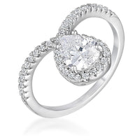 Thumbnail for 1.5Ct Rhodium Chevron Ring With Clear CZ