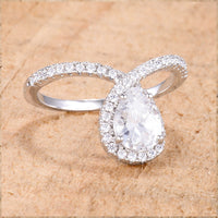 Thumbnail for 1.5Ct Rhodium Chevron Ring With Clear CZ