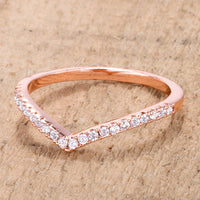 Thumbnail for .22Ct Rose Goldtone Chevron Ring with CZ