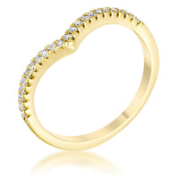 Thumbnail for .22Ct Goldtone Chevron Ring with CZ