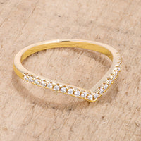 Thumbnail for .22Ct Goldtone Chevron Ring with CZ