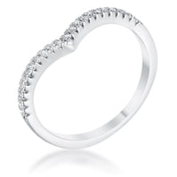 Thumbnail for .22Ct Rhodium Chevron Ring with CZ